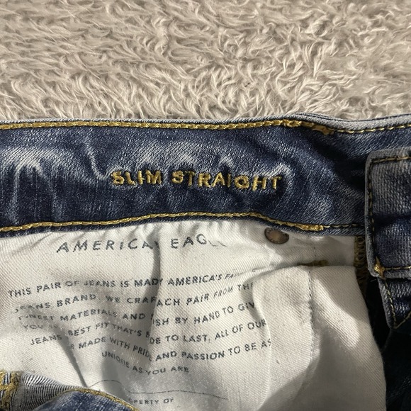 American Eagle Jeans Men Size 28x32 Slim Straight Medium Wash Stretch Blue Denim - Picture 3 of 9